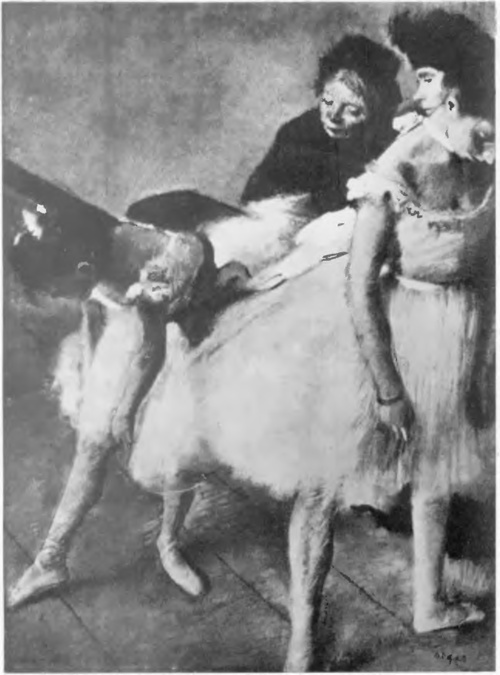 E. DEGAS, TANCERKI W GARDEROBIE (pastel).