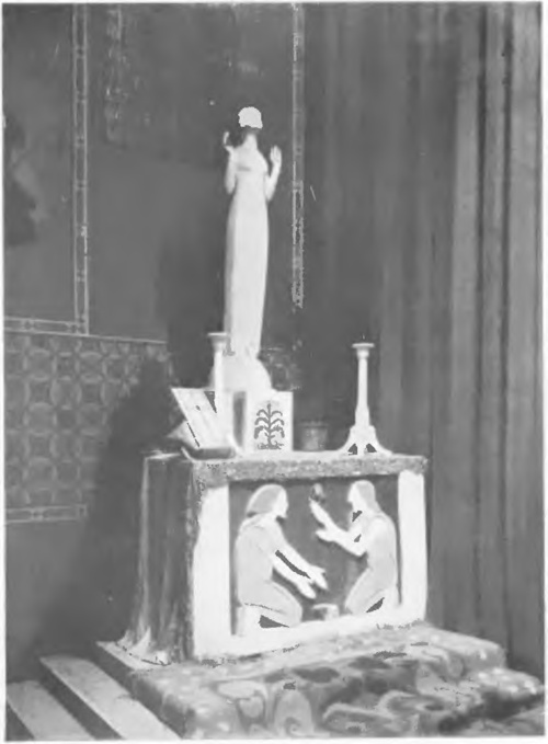 WŁODZIMIERZ KONIECZNY PROJEKT OŁTARZA W KOŚCIÓŁKU WIEJSKIM (model gipsowy z wystawy kościelnej w Krakowie 1911 r. z pomyślanego i wykonanego wspólnie zW. Jastrzębowskim projektu kaplicy).