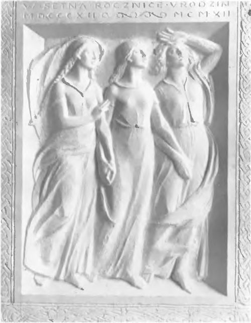 WŁODZIMIERZ KONIECZNY, FRAGMENT MODELU POMNIKA DLA ZYGM. KRASIŃSKIEGO W KATEDRZE LWOWSKIEJ (gips. 1912.