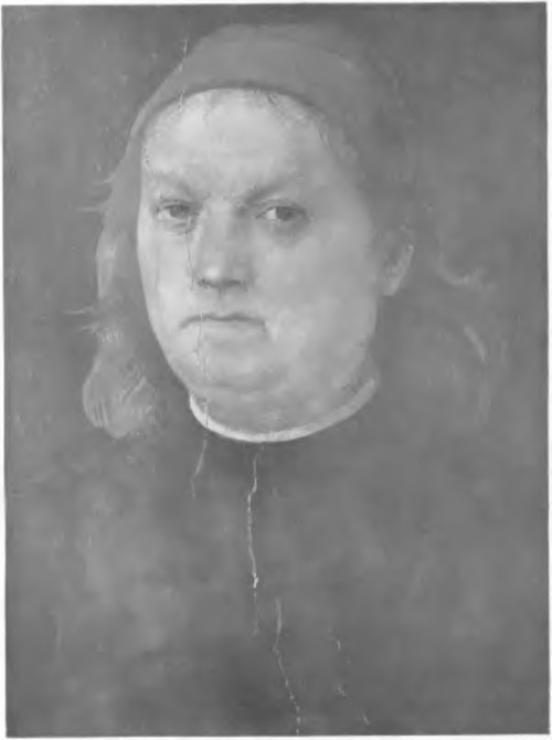 PIETRO VANLCCI PERUGINO PORTRET WŁASNY (Z malowideł ściennych w sali “Collegio del Cambio“ w Pcrueii). (Patrz “Sztuka świecka w Perugii“).