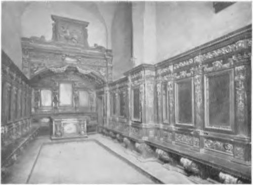 “SALA DEL LEGISTE” Z RZEŹBAMI GIAMPIERO ZUCCARiEGO (“Collegio del Cambio“ w Perugii). (Patrz “Sztuka świecka w Perugii).