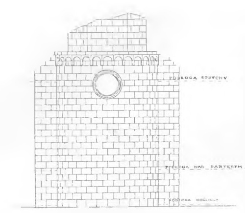 Odkryta część kościoła romańskiego z XII w. w Jędrzejowie (rys. arch. Z Gawlik).