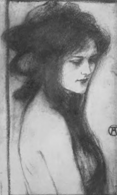 Teodor Axentowicz. Rysunek kredkowy na okładkę do tygodnika “życie”.