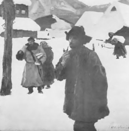 Teodor Axentowicz. Zima we wsch. Małopolsce (ol. 1902).