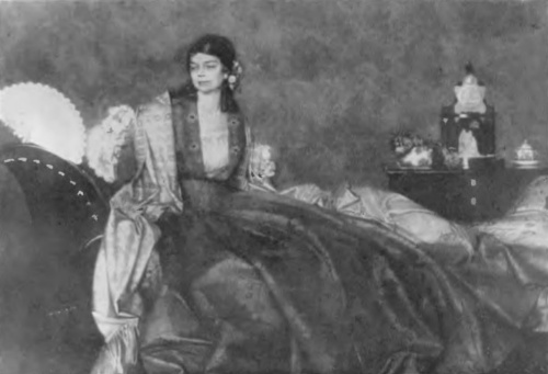 Michał Boruciński. Dama z wachlarzem (temp.).