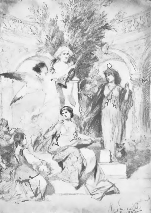 Henryk Siemiradzki. Szkic ołówkowy do obrazu “Apoteoza Kopernika” (1890).