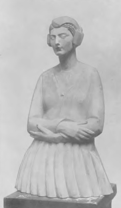 Xawery Dunikowski. Portret kobiet z lokami (drzewo polichromowane, 1926).