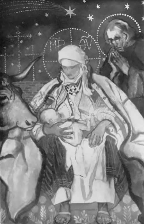 Kazimierz Sichulski, “Madonna” (część środkowa tryptyku “Pokłon trzech Króli”, karton do mozajki, temp. 1918).