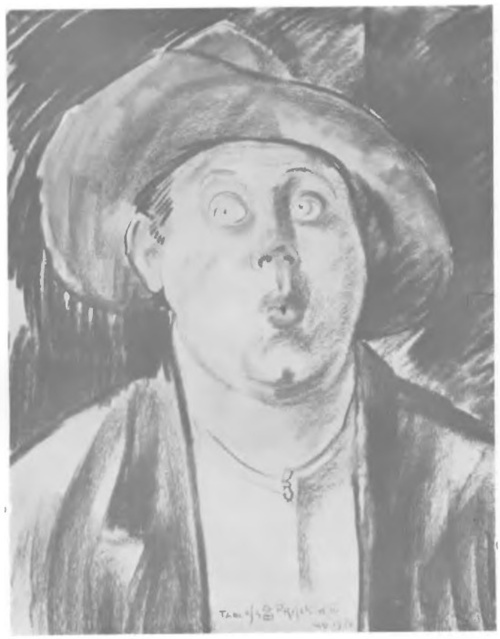Tadeusz Pruszkowski - Portret własny (rys. węglem)
