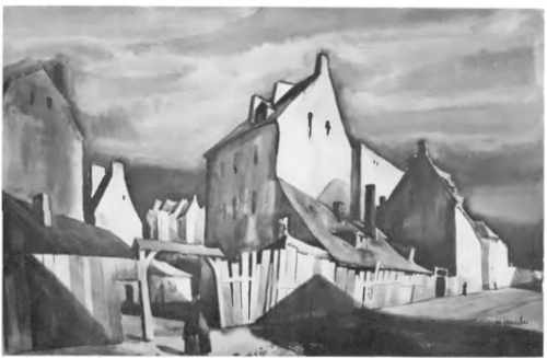 MOTYW ZE STAREGO MIASTA (akwar.). Dział Sztuki na P. W. K. w Poznaniu. Stowarzyszenie art. pol. “Rytm”