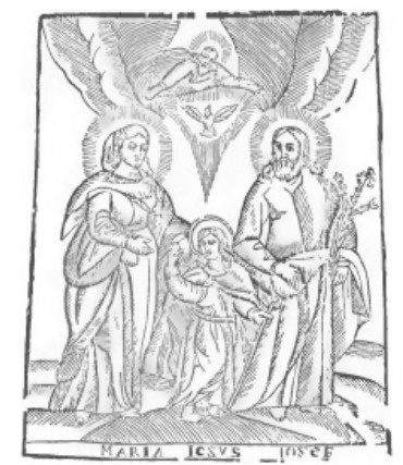 MATKA BOŻA Z JEZUSEM I ŚW. JÓZEFEM (drzeworyt ludowy z “Teki Łazarskiego“)