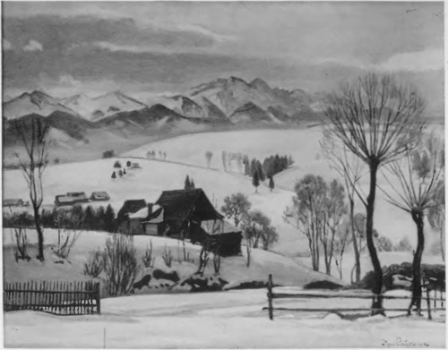 IGNACY PIEŃKOWSKI, KRAJOBRAZ ZIMOWY Z TATR (ol.) (Jubileuszowy Salon Krakowski. 1930).