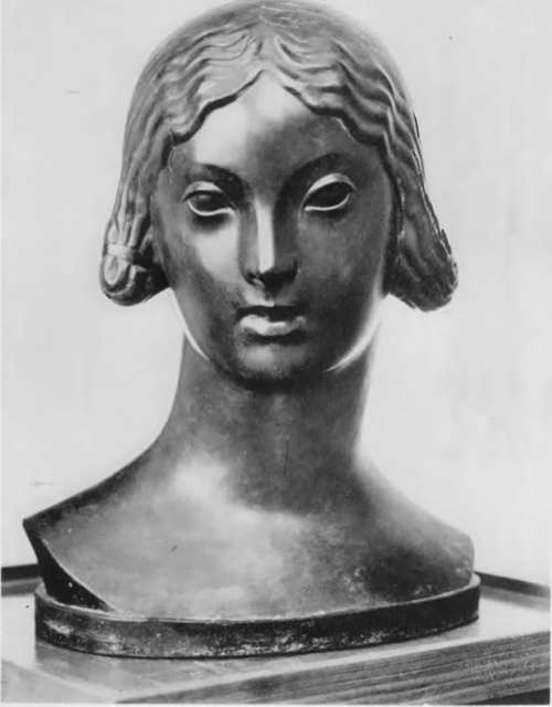STANISŁAW POPŁAWSKI (Jubileuszowy Salon Krakowski, 1930) GŁOWA KOBIETY (bronz).