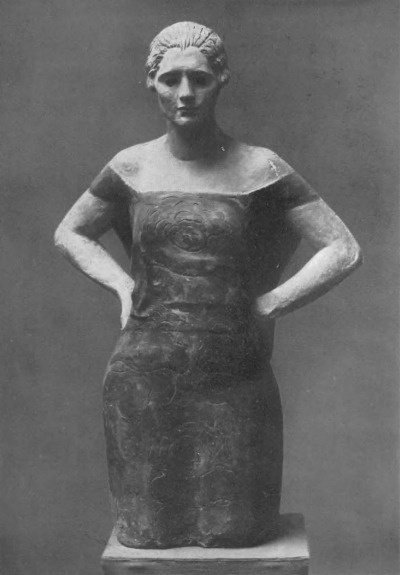 XAWERY DUNIKOWSKI PORTRET KOBIETY Gips. 1917) (Z wystawy zbiorowej w Tow. Przyj. Sztuk Pięknych. Kraków).