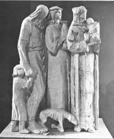 XAWERY DUNIKOWSKI SZKIC DO DEKORACYJNEJ GRUPY DLA FASADY
KATEDRY W KATOWICACH (gips, 193(1) (Z wystawy zbiorowej w Tow. Przyj. Sztuk Pięknych, Kraków).