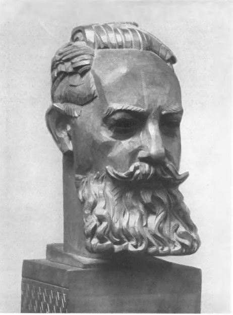 XAWERY DUNIKOWSKI, PORTRET P. M. D. (drzewo. 1925) (Z wystawy zbiorowej w Tow. Przyj. Sztok Pięknych, Kraków).