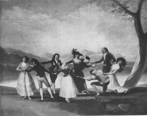 GOYA Y LUCIENTES GRA W ŚLEPĄ BABKĘ <ol.> (Galerja Prado, Madryt).
