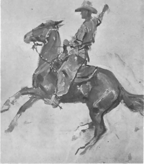 WOJCIECH KOSSAK COW-BOY (ol.) (Z wystawy w Tow. przyj. Sztuk pięknych, Kraków).
