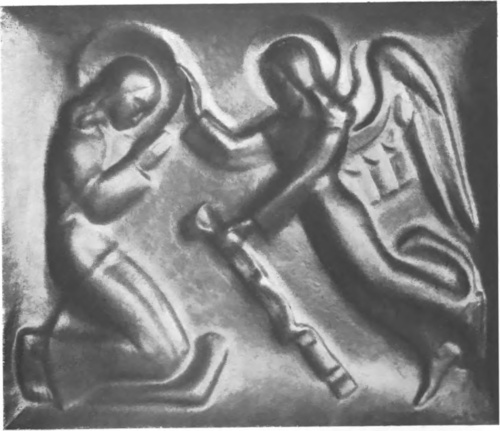 EUSTACHJUSZ FIERK ZWIASTOWANIE (repoussé w miedzi) (Salon listopadowy, Warszawa 1931).