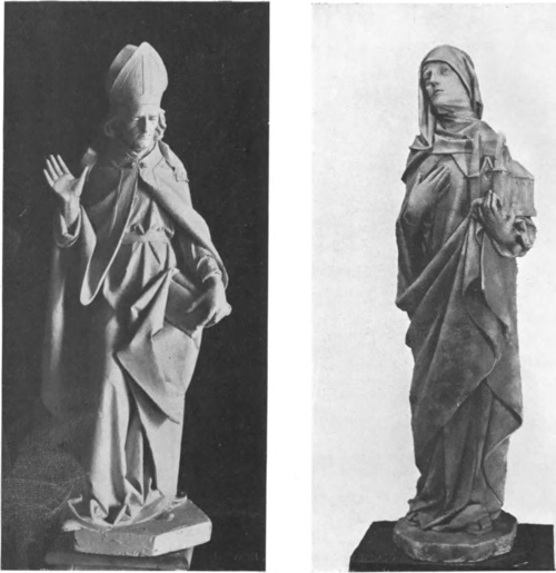 ZYGMUNT LANGMAN, ŚWIĘTY AUGUSTYN (gips) ŚWIĘTA TERESA (kamień) (Z wystawy Sztuki religijnej, Katowice).