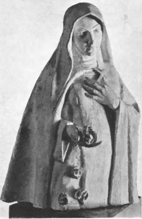 BOGUSŁAW LANGMAN, ŚWIĘTA TERESA (gips) (Z wystawy Sztuki religijnej, Katowice).