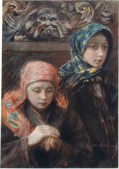 TEODOR AXENTOWICZ (Z wystawy Tow. Art. Pol. „Sztuka“, Kraków 1031)
W KOŚCIELE (pastel).
