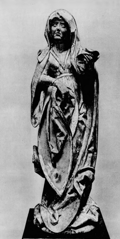 Wit Stwosz. Matka Bolesna (1 m. wysok. drzewo lipowe, polichrom. z zagniętego ołtarza w Schwaz w Tyrolu, 1500/03).