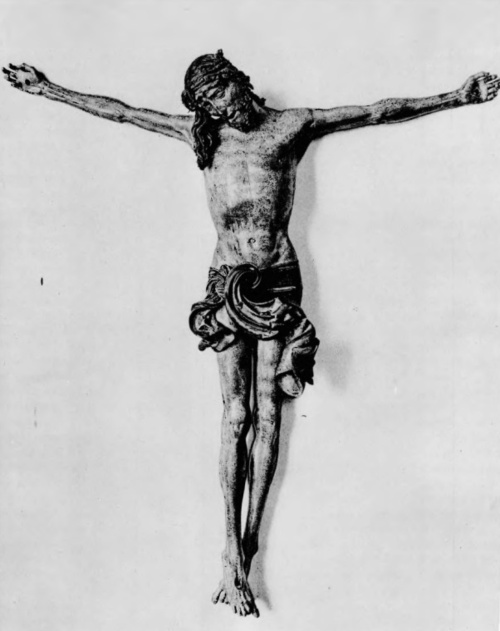 Wit Stwosz. Chrystus na krzyżu (przed r. 1488, drzewo lipowe z pierwotną polichromją). (Niegdyś w kościele św. Sebalda, dzisiaj w kościele św. Wawrzyńca w Norymberdze).