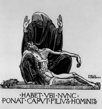 Publio Morbiducci (Włochy). Złożenie do grobu (drzeworyt).