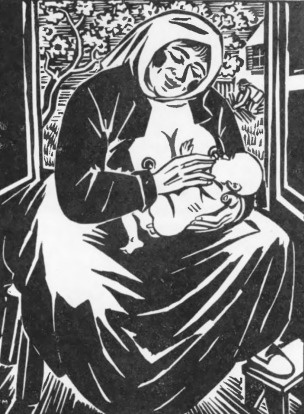 Frans Masereel. Drzeworyt do Charles Costner’a “Die Geschichte von Ulenspiegel u. Lamme Goedzak”, 1926 (rozm. 16X11.5 cm.).