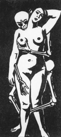 Frans Masereel. Drzeworytu do Fr. Villon’a “Le grand Testament”, 1930 (rozm, 18.2X8.2 cm.).