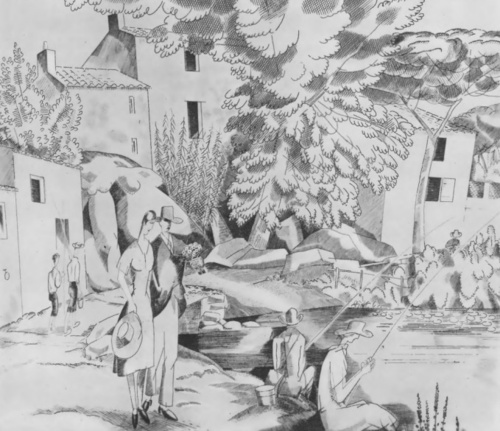 Jean Emile. Laboureur (Francja). Wędkarz (akwaforta).