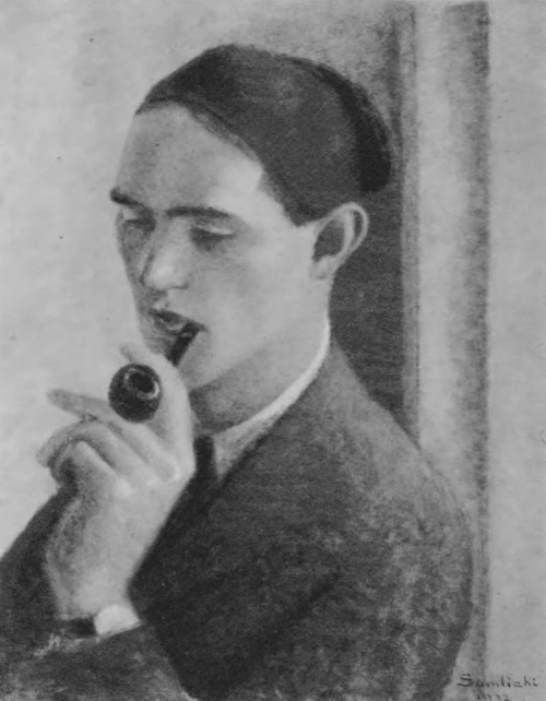 Marcin Samlicki. Młodzieniec z fajką (ol.).