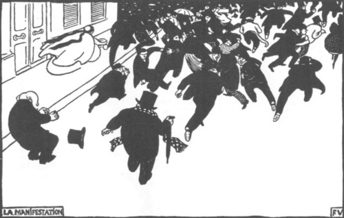 Felix Vallotton. Manifestacja (drzeworyt).