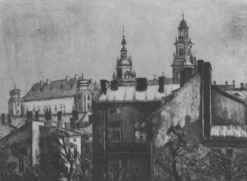 Kazimierz Dzieliński. Motyw z Krakowa (kwasoryt).