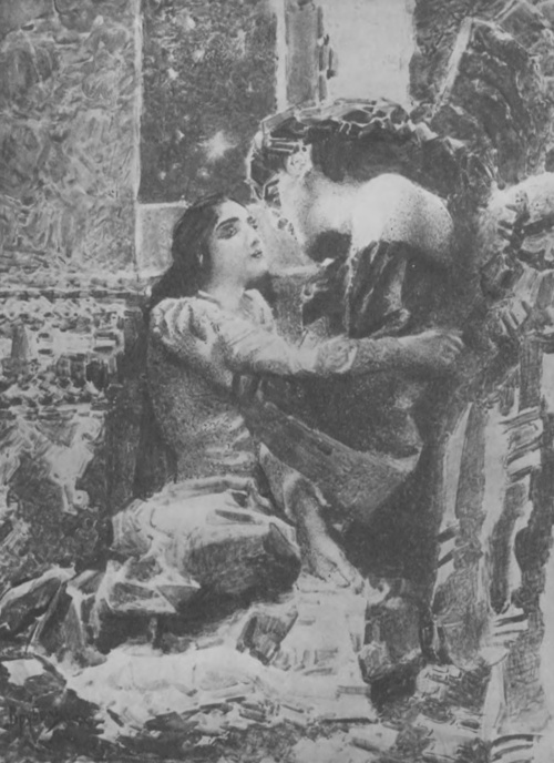 Michał Wrubel. Demon i Tamara (do poematu Lermontowa, akwarela, 1890).