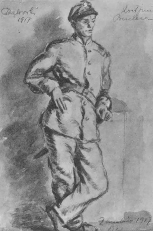 Stanisław Dąbrowski. Beselerczyk (rys. kolor. akwarela).