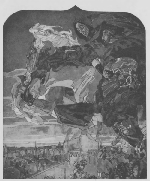 Michał Wrubel. Faust i Mefistofeles w przestworzu (panneau dekoracyjne, akwarela, 1896).