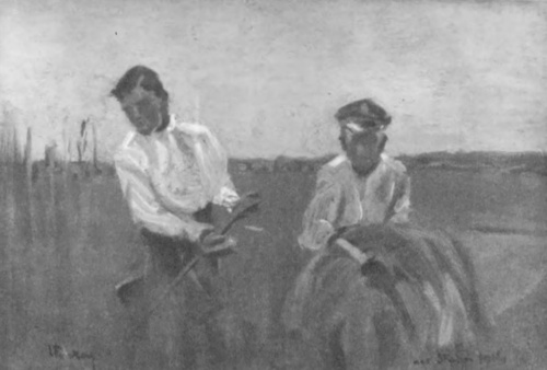 Ignacy Pinkas. Żeńcy-Legjoniści nad Styrem (ol.).