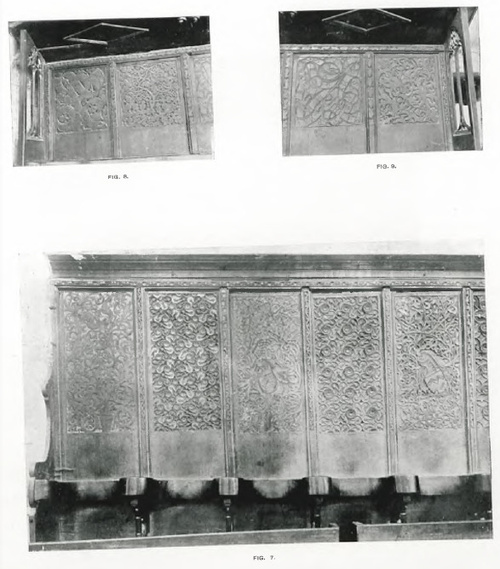 TABL. XI FIG. 8-9 . STALLE W KOŚCIELE PARAFJALNYM W ZBYSZYCACH. FIG. 7. STALLE W KOŚCIELE PARAFJALNYM W BIECZU.