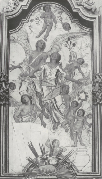 44. Monasterzyska, Wniebowzięcie N. P. Marii, płaskorzeźba w ołtarzu głównym kościoła parafialnego. Fot. F. Haczewski.