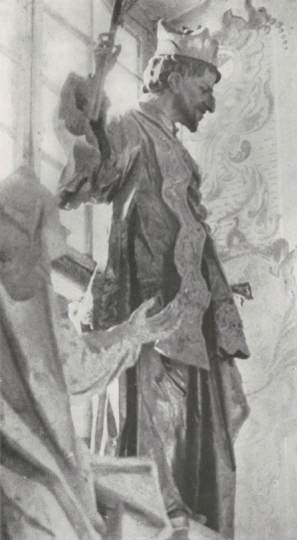 62. Pinzel: Ś. Jan Nepomucen, w ołtarzu bocznym kościoła pomisjonarskiego w Horodence. Fot. F. Haczewski.