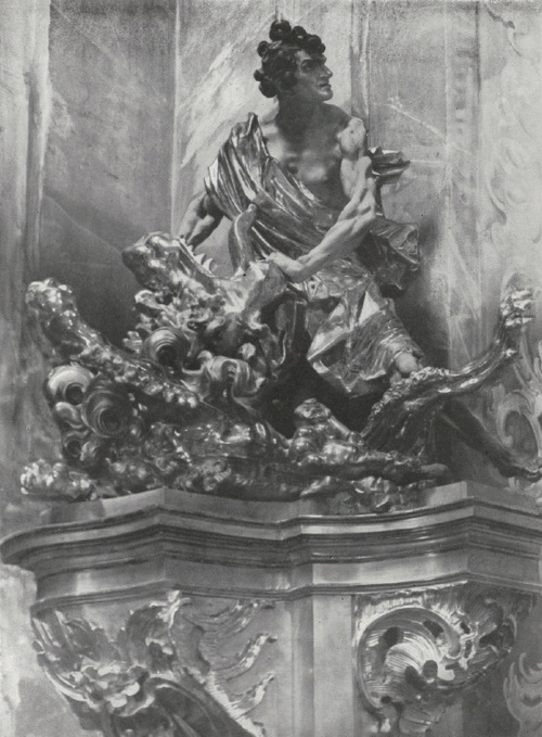 63. Pinzel: Samson rozdzierający lwa, w ołtarzu głównym kościoła w Hodowicy. Fot. F. Haczewski.