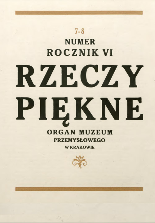 -, Rzeczy Piękne [1927 7-8]