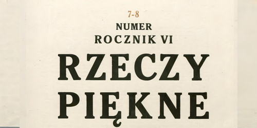 -, Rzeczy Piękne [1927 7-8]