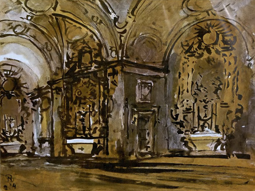 Wnętrze kościoła barokowego, (Własność Państwa).