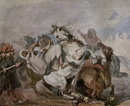 Walka Francuzów z Arabami, (Zbiory Państwowe).