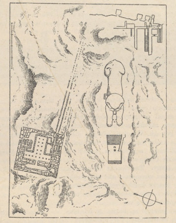 Fig.13. Plan sfinksa i jego świątyni (Chipiez)