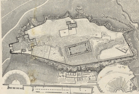 Fig. 146. Plan Akropolisu przed ostatniem rozkopywaniem (Kaupert 1879).