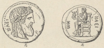 Fig. 190 Monety elijskie z Jowiszem Fidyasza.